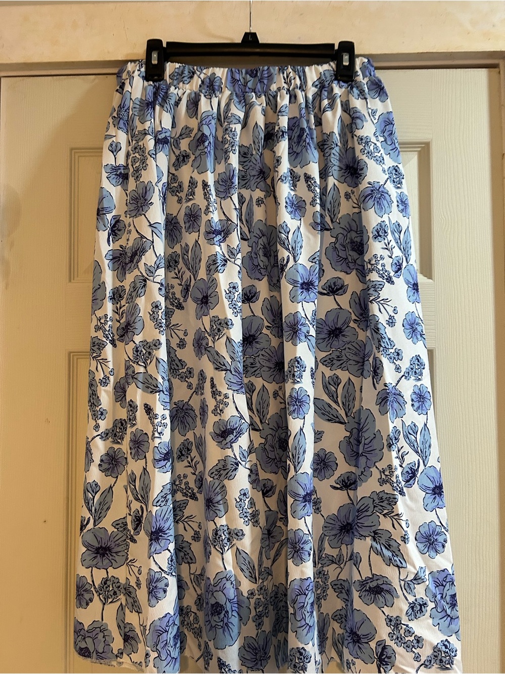 Metro Wear White Maxi Skirt with Blue Floral Print
